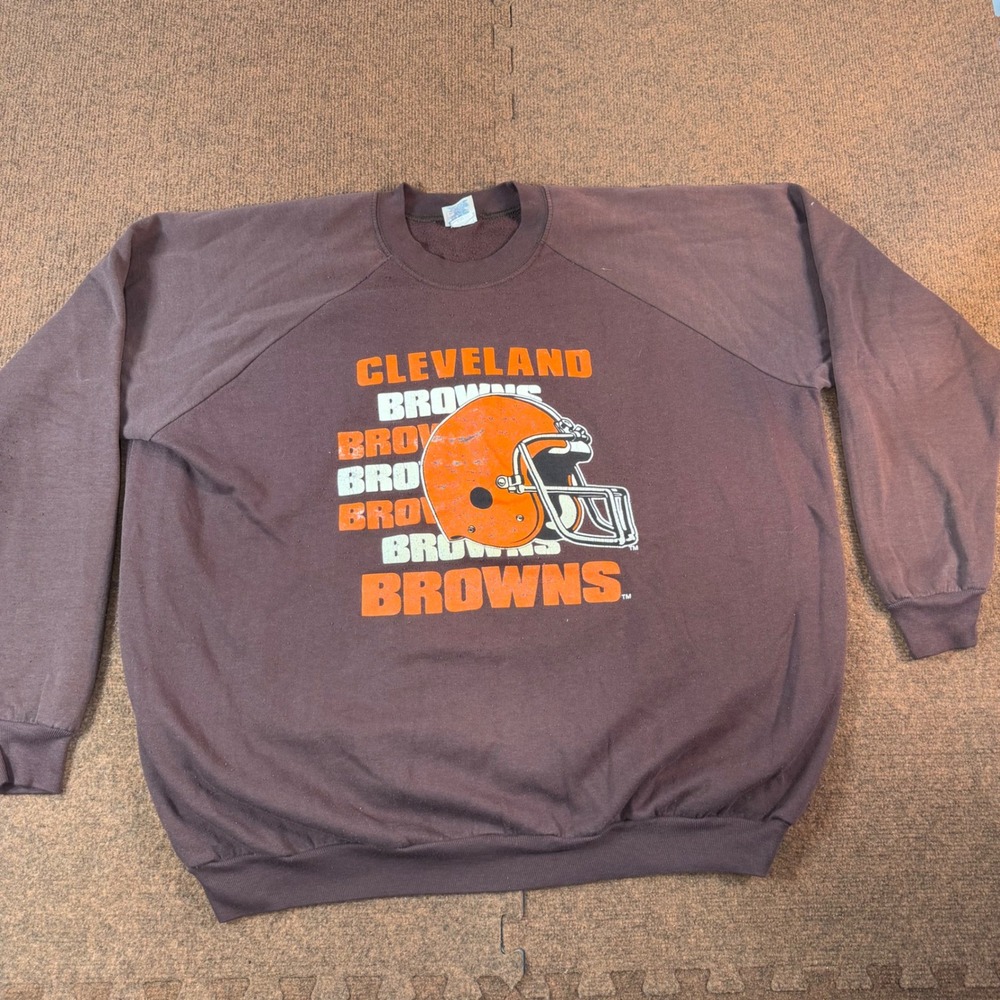 B+ Vintage Cleveland Browns Garan Sweatshirt Mens 3XL NFL Football Made in USA